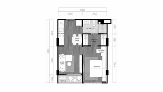 Apartment floor plan, 1 bedroom in Vip Tropika No. 11017